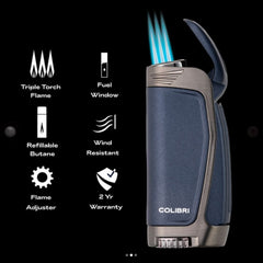 Colibri E3 Triple Jet Aansteker – Blauw uitleg