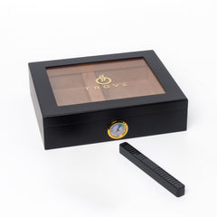 Zigarren-Humidor aus schwarzem Zedernholz – luxuriöser Look – 35 Zigarren Fassungsvermögen – inklusive Luftbefeuchter und Hygrometer