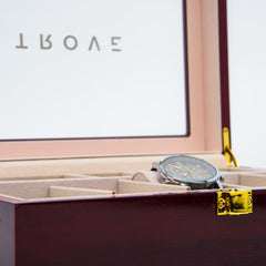 Trove Horloge kist 10 slots hout luxe close up