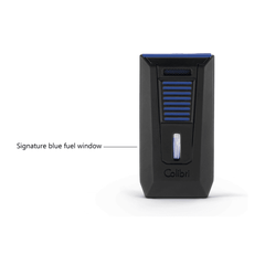 Brandstofvenster van de Colibri Slide zwart/blauw voor snel aflezen gasniveau.