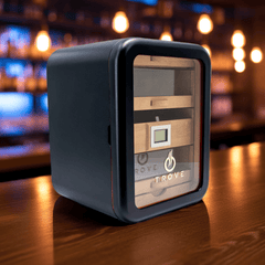 Trove Sigaren Humidor Panorama Glas - Zwart inclusief Hygrometer en Humidifier
