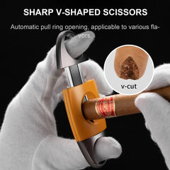 Premium Sigarenknipper V Cutter - Geel Grijs Legering Mes voor Perfecte Knip