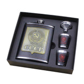 Whiskey Heupfles Set - CCCP - Roestvrij Staal met Trechter en 2 Shot Glazen - 240ml