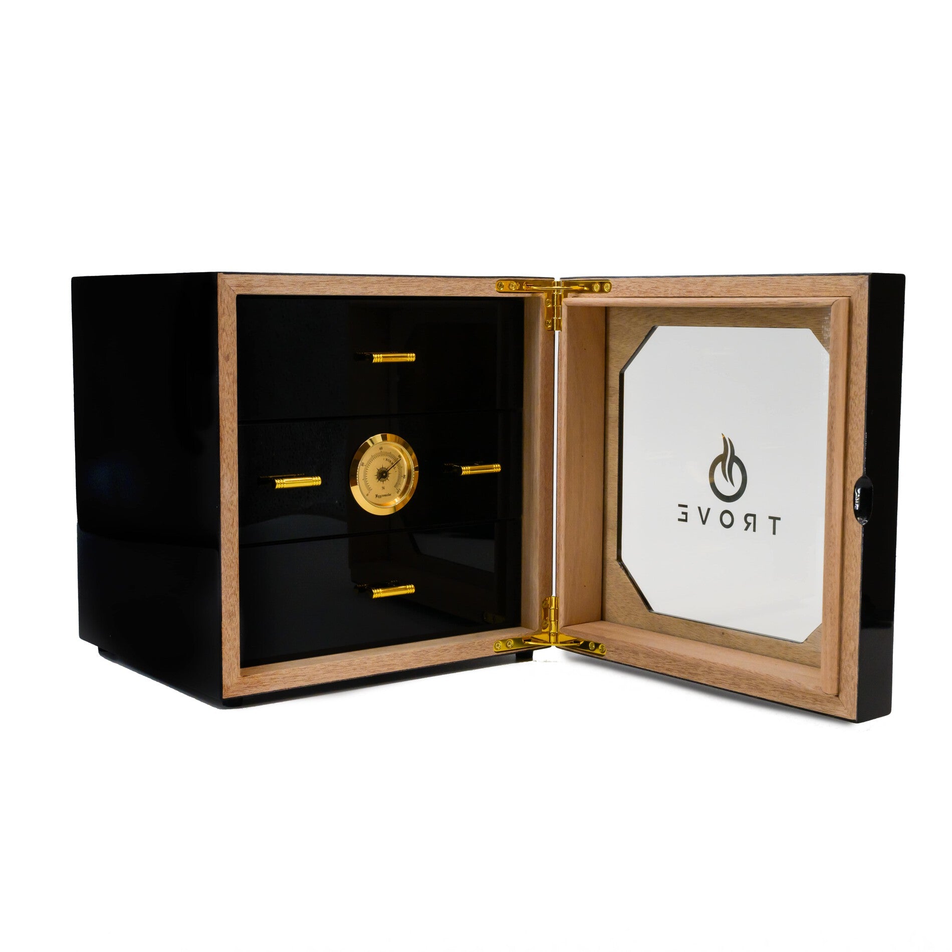 Trove sigaren humidor zwart vierkant open