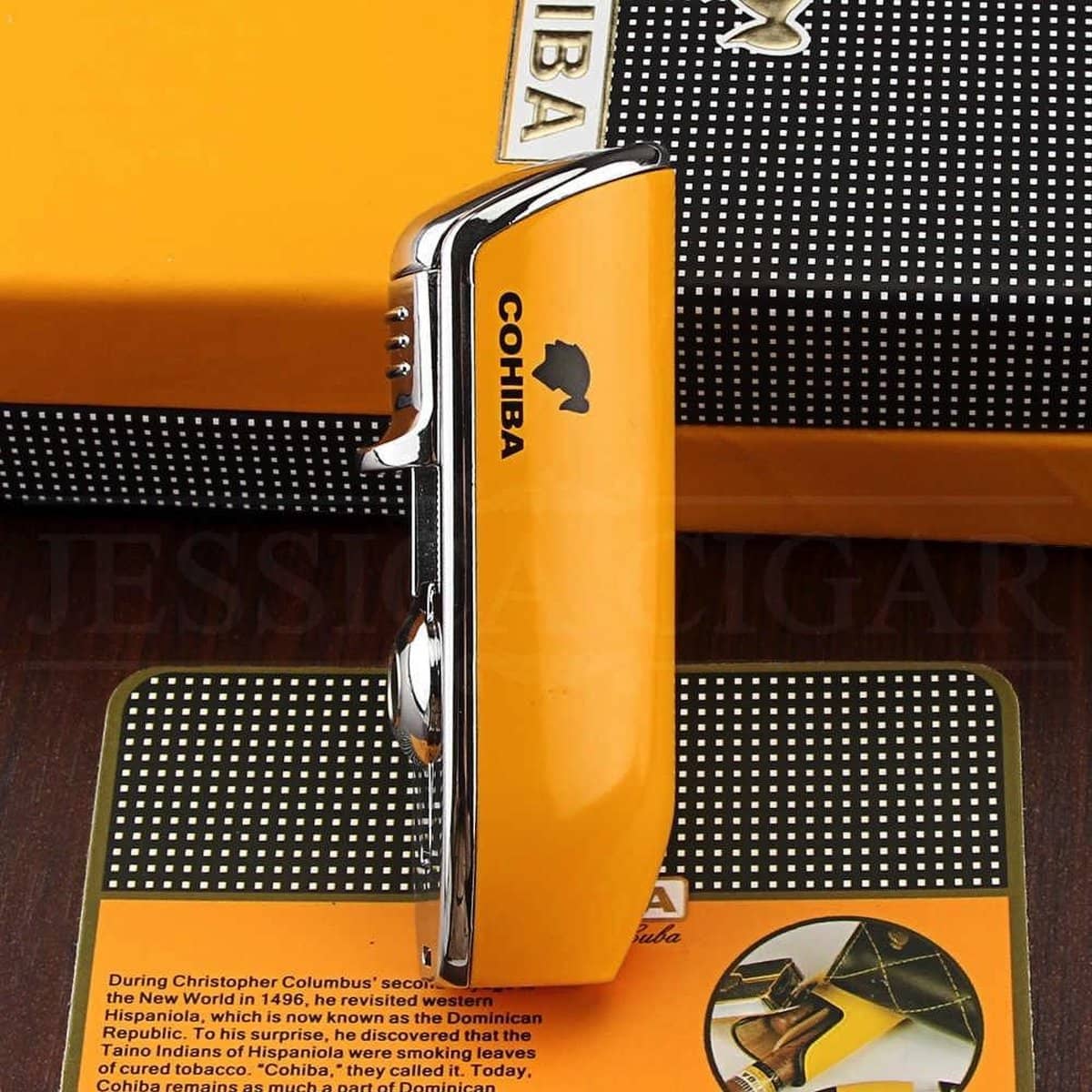 Cohiba Sigaren Aansteker Puncher - Geel Luxe Giftbox