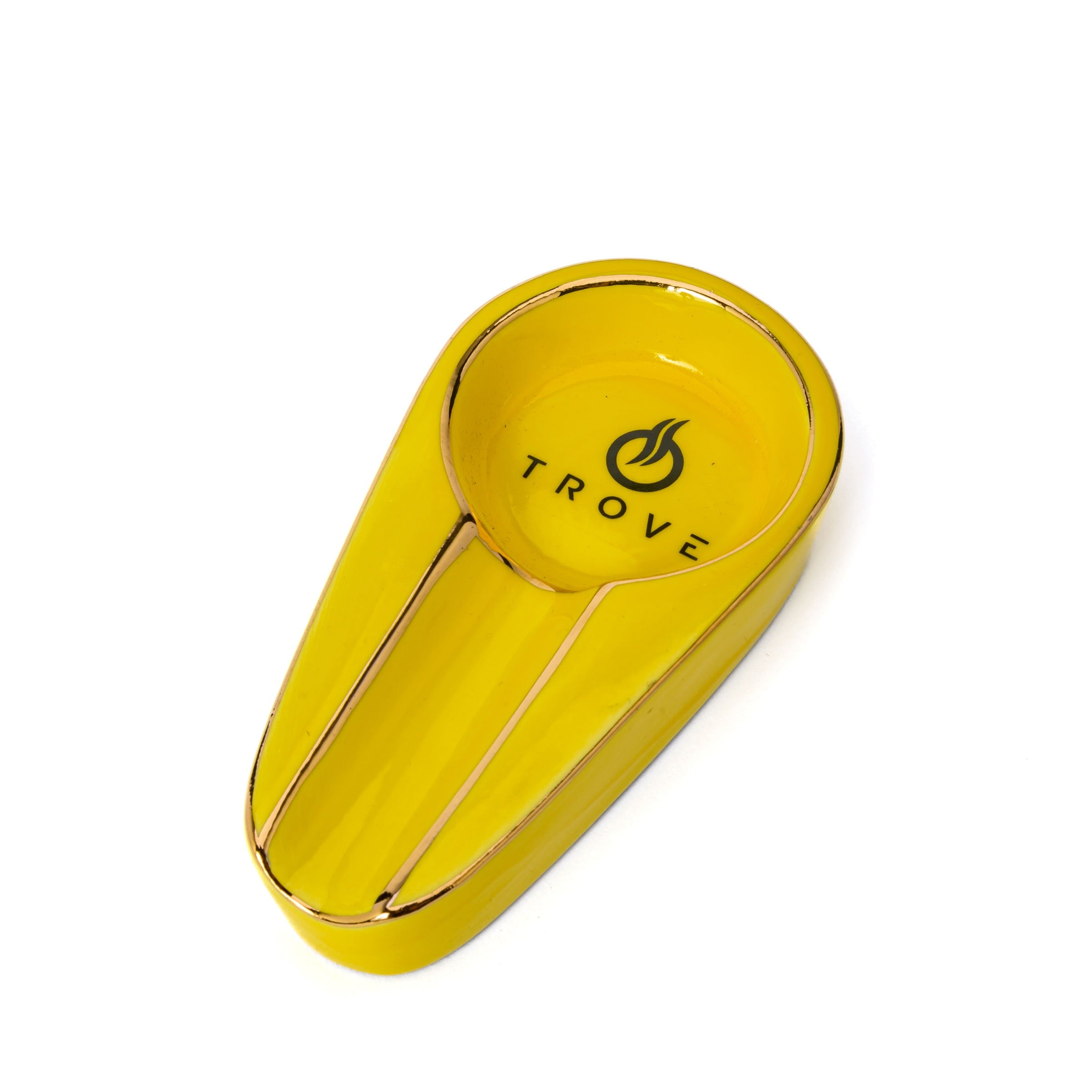 Sigarenasbak keramiek trove geel vooraanzicht