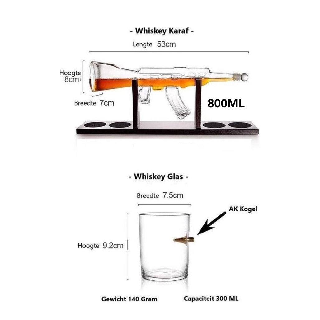 AK47 Whisky Karaf Set afmetingen