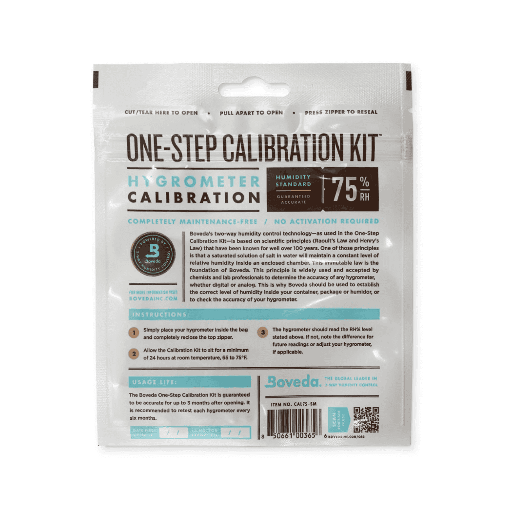 Boveda One-Step Kalibratie kit Hygrometers / humidors achterkant