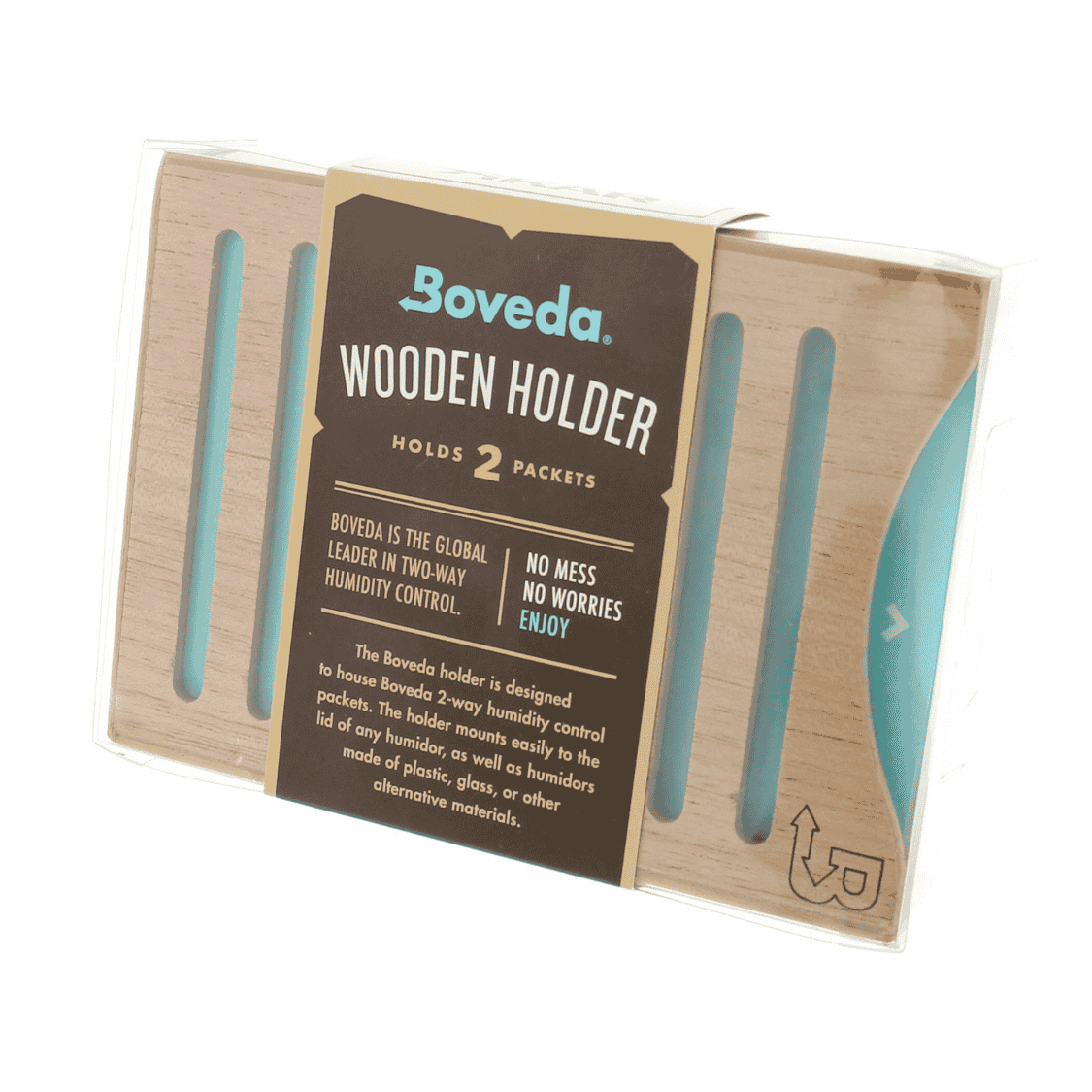 Boveda humidity pack houder hout 2 packs schuin