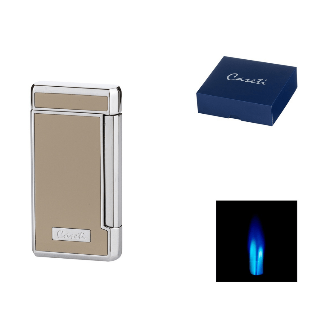 Caseti sigarenaansteker gas aansteker beige met doosje
