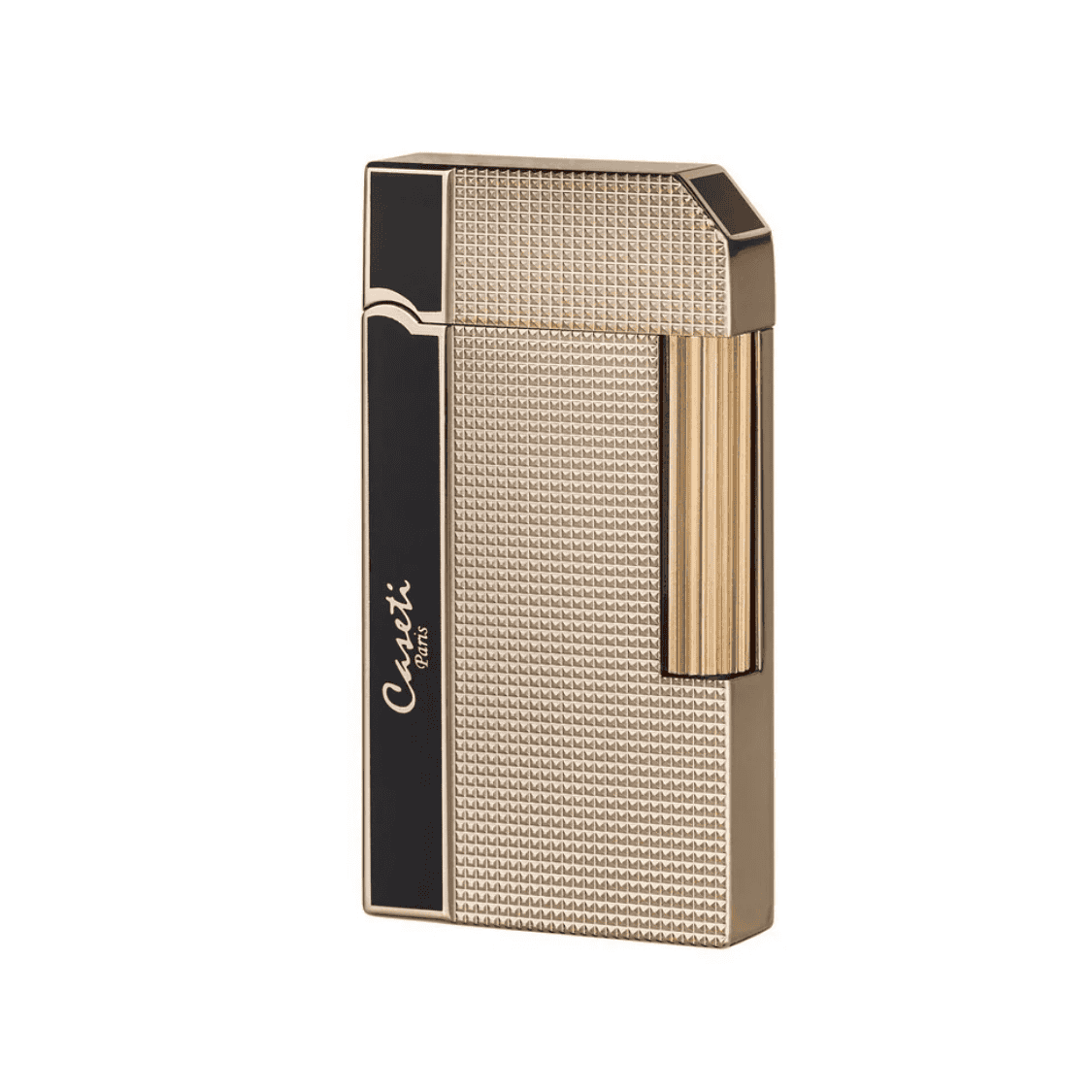 Caseti vuursteen aansteker goud zwart staand