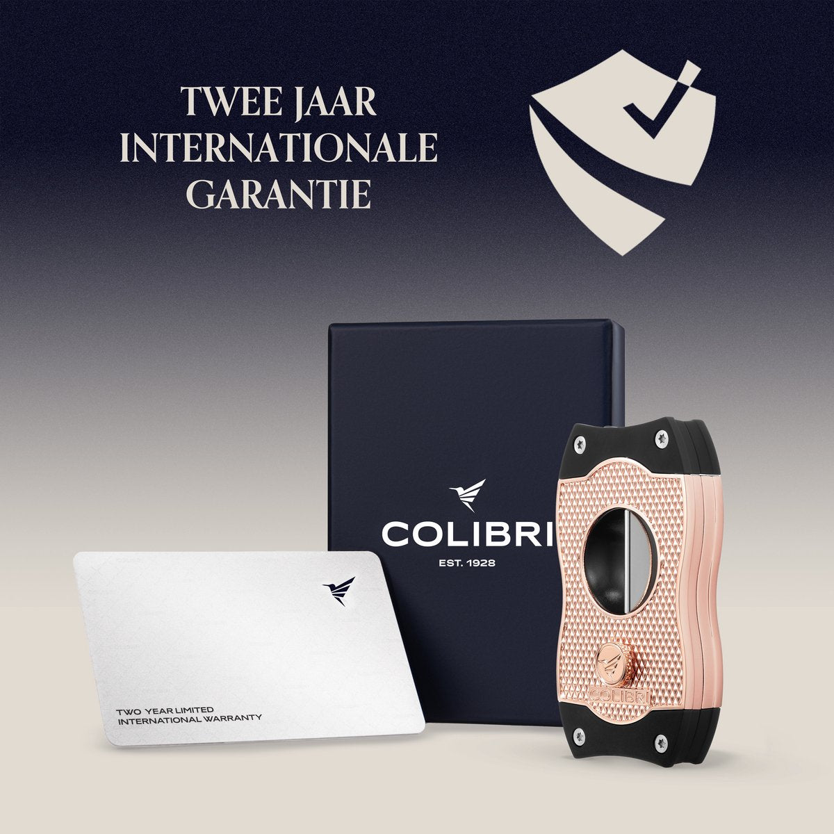 Colibri Diamond V-Cut Sigarenknipper Rosegold/Zwart  giftbox