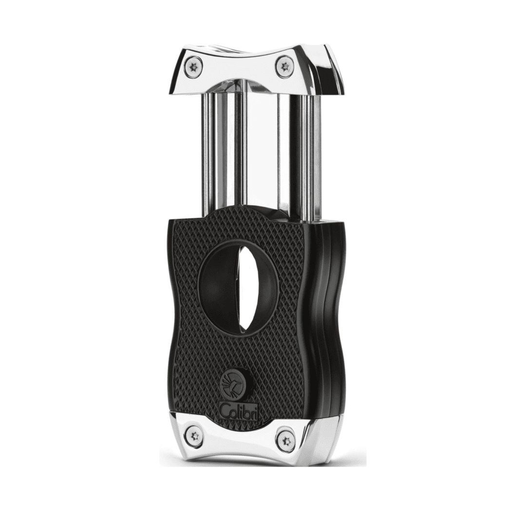 Colibri Diamond V-Cut Sigarenknipper Zwart/Chroom schuin aanzicht

