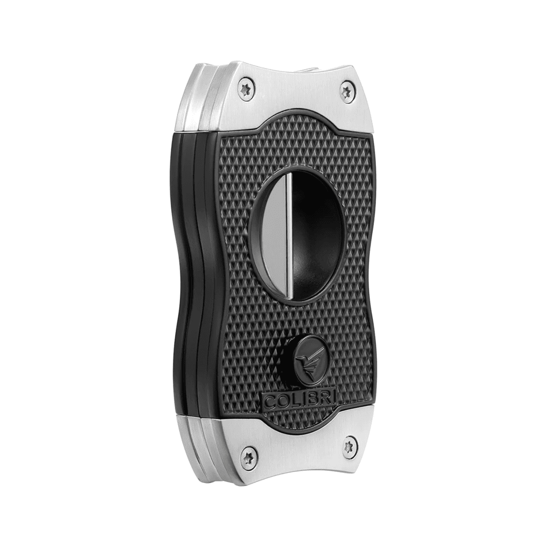 Colibri Diamond V-Cut Sigarenknipper Zwart/Chroom schuin aanzicht 3