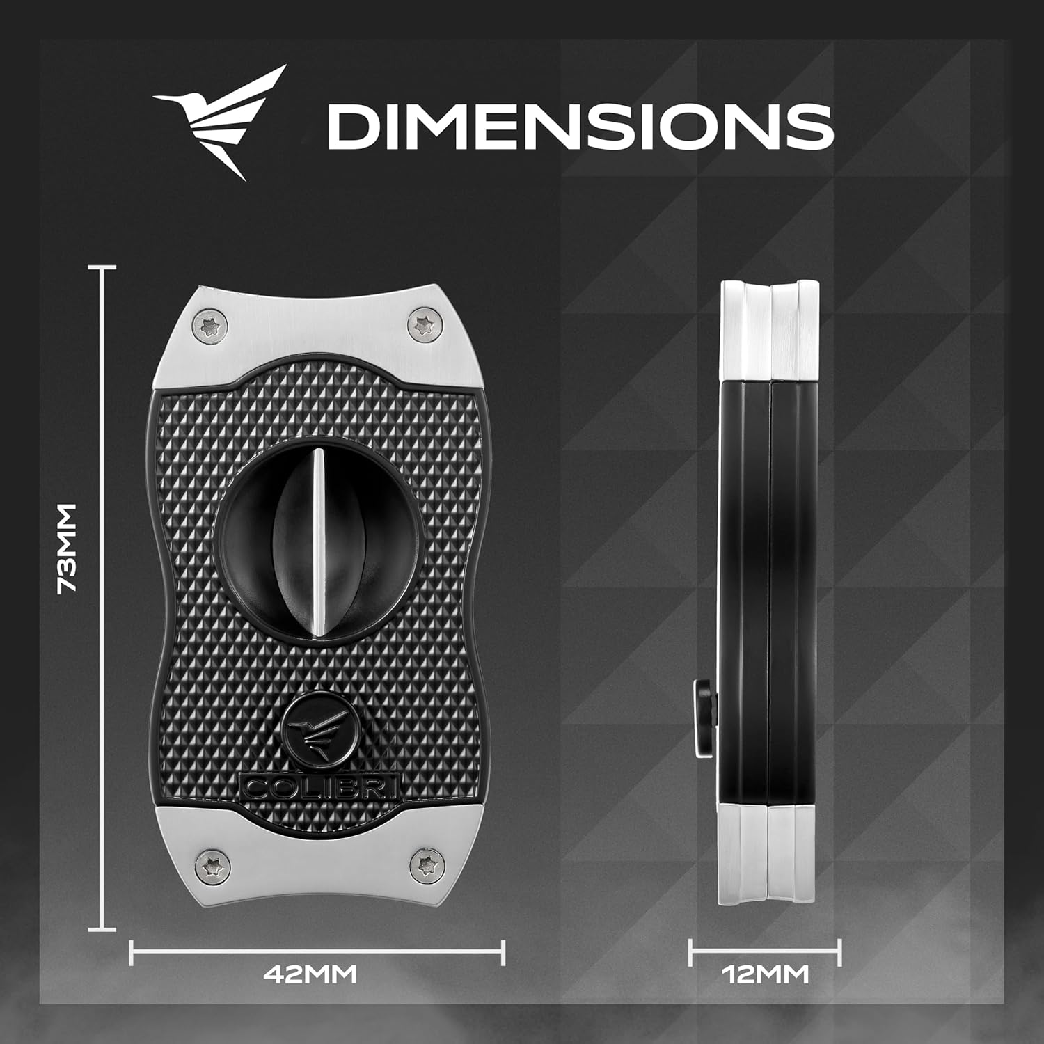 Colibri Diamond V-Cut Sigarenknipper Zwart/Chroom schuin aanzicht sfeer 2