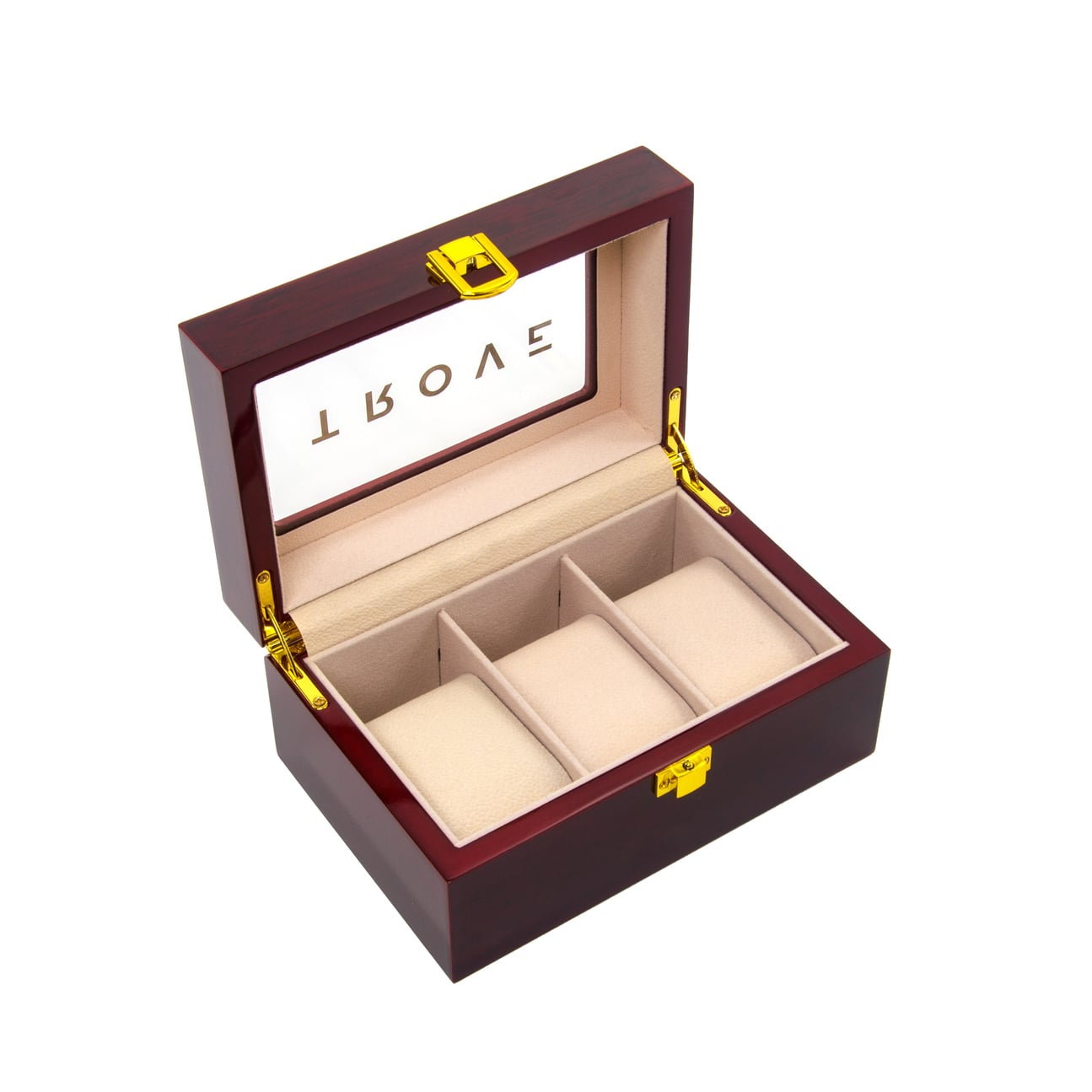 Trove Horloge box hout 3 plekken open schuin
