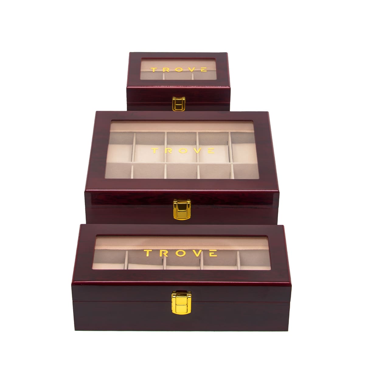 Trove Horloge kist 10 slots hout luxe 3 maten