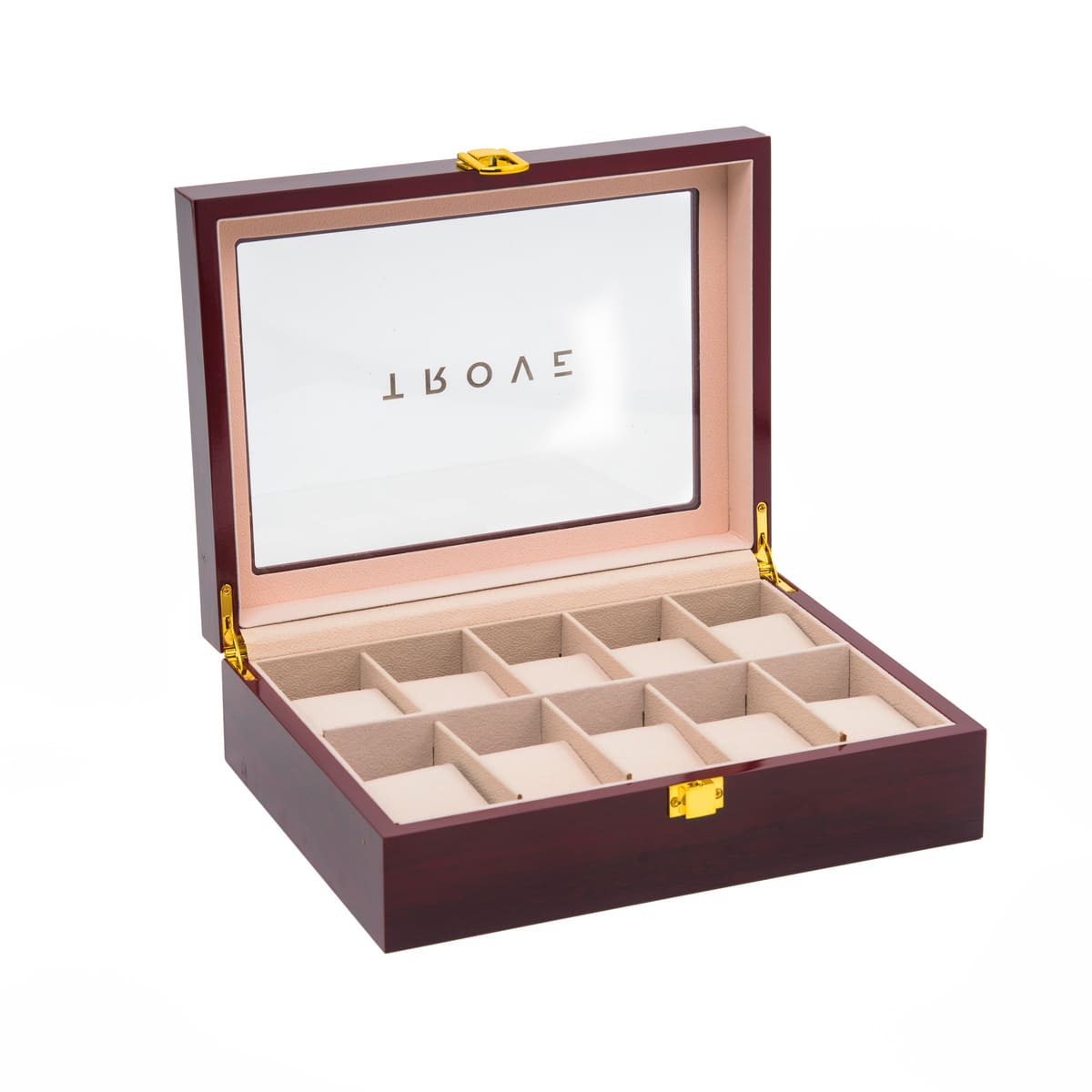 Trove Horloge kist 10 slots hout luxe open 4