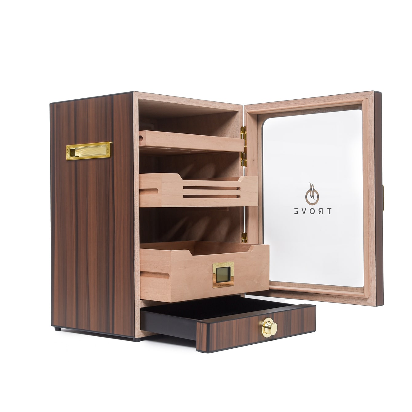 Trove Humidor sigaren kist Led Bruin open schuin