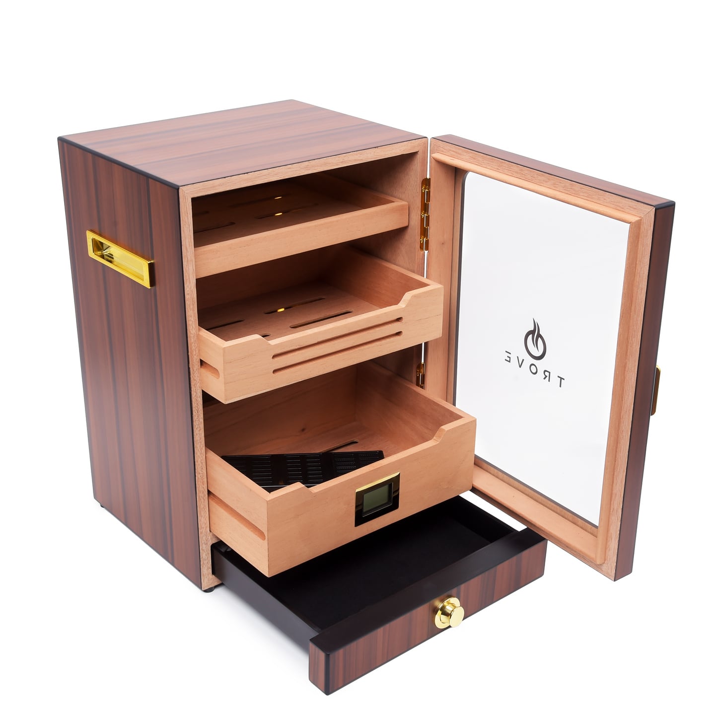 Trove Humidor sigaren kist Led Bruin schuin