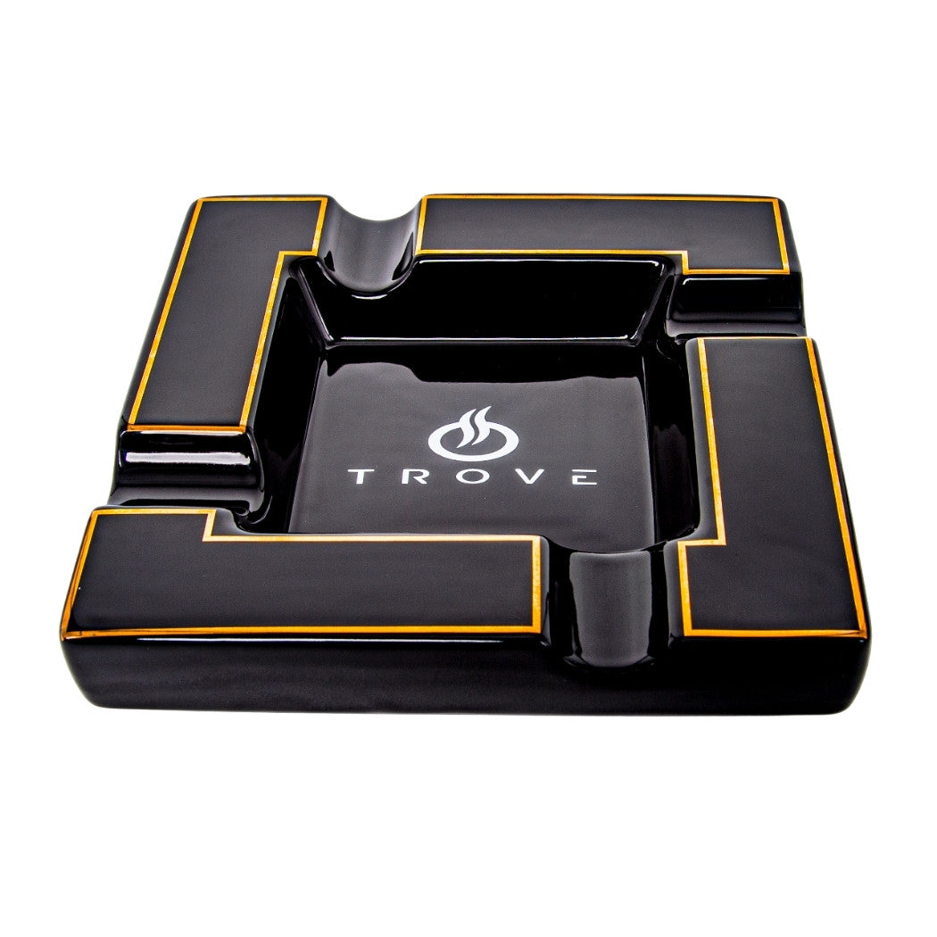 Trove Luxe Sigarenasbak Keramiek – Zwart met Goud 