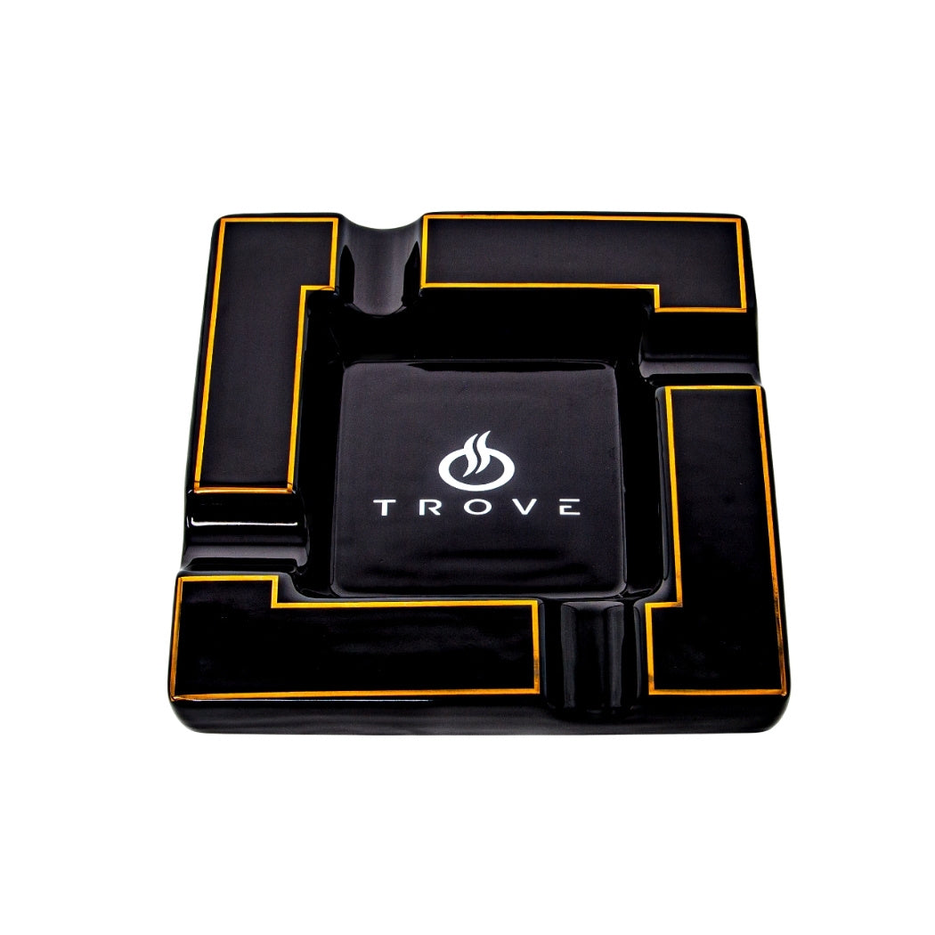 Trove Luxe Sigarenasbak Keramiek – Zwart met Goud  boven