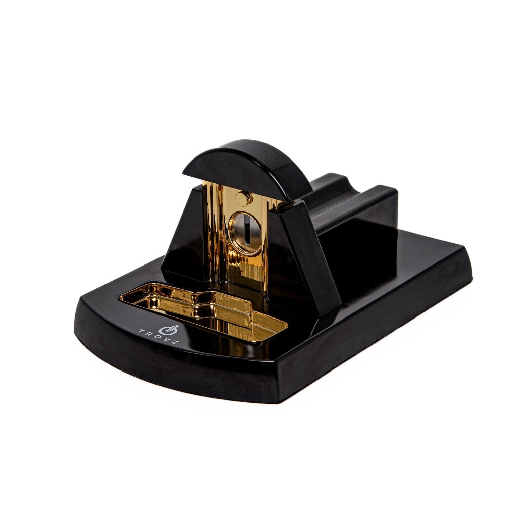 Trove Luxe Tafel Sigarenknipper – Zwart met Goud schuin voor