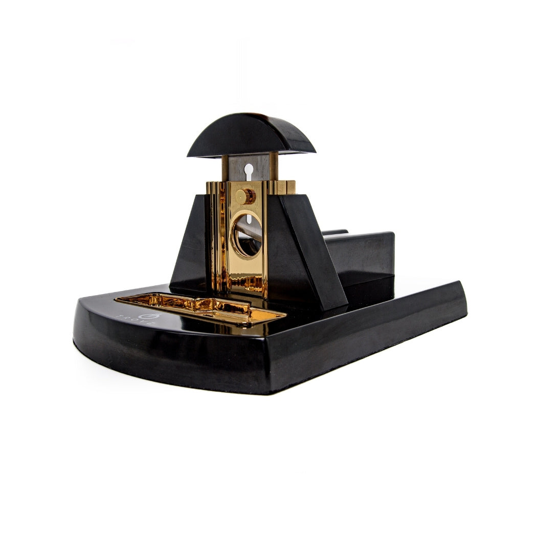 Trove Luxe Tafel Sigarenknipper – zwart schuin voorkant met open knipper