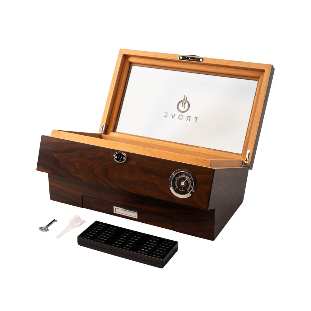 Trove Sigarenhumidor bruin – Matte Finish  open 2