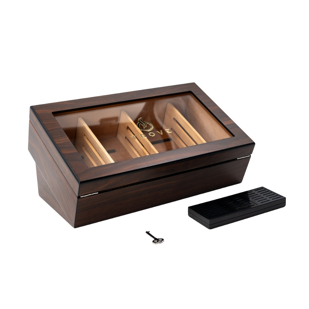 Trove Sigarenhumidor bruin – Matte Finish  schuin