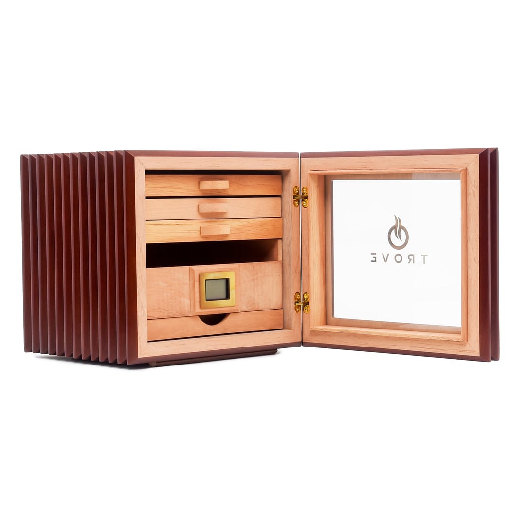 Trove sigaar humidor ribbel patroon rood bruin schuin