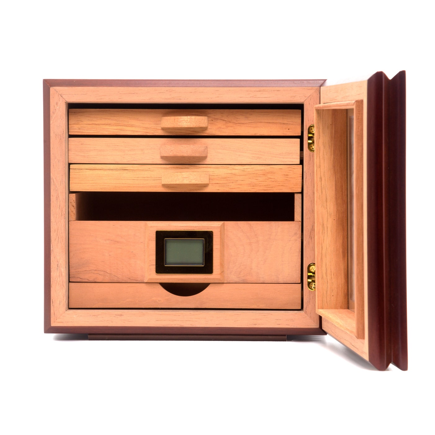 Trove sigaar humidor ribbel patroon rood bruin voorkant