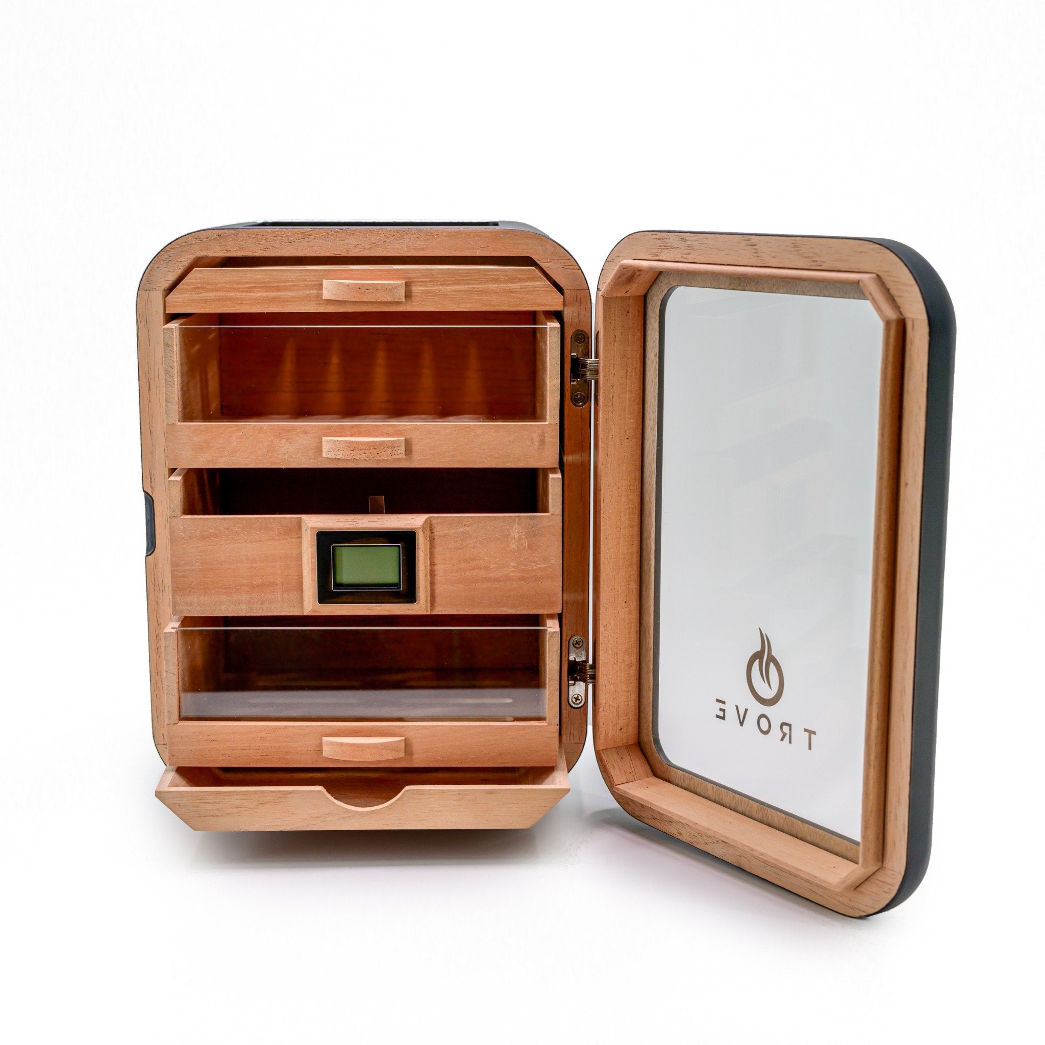 Trove sigaren humidor zwart panorama open deurtjes 
