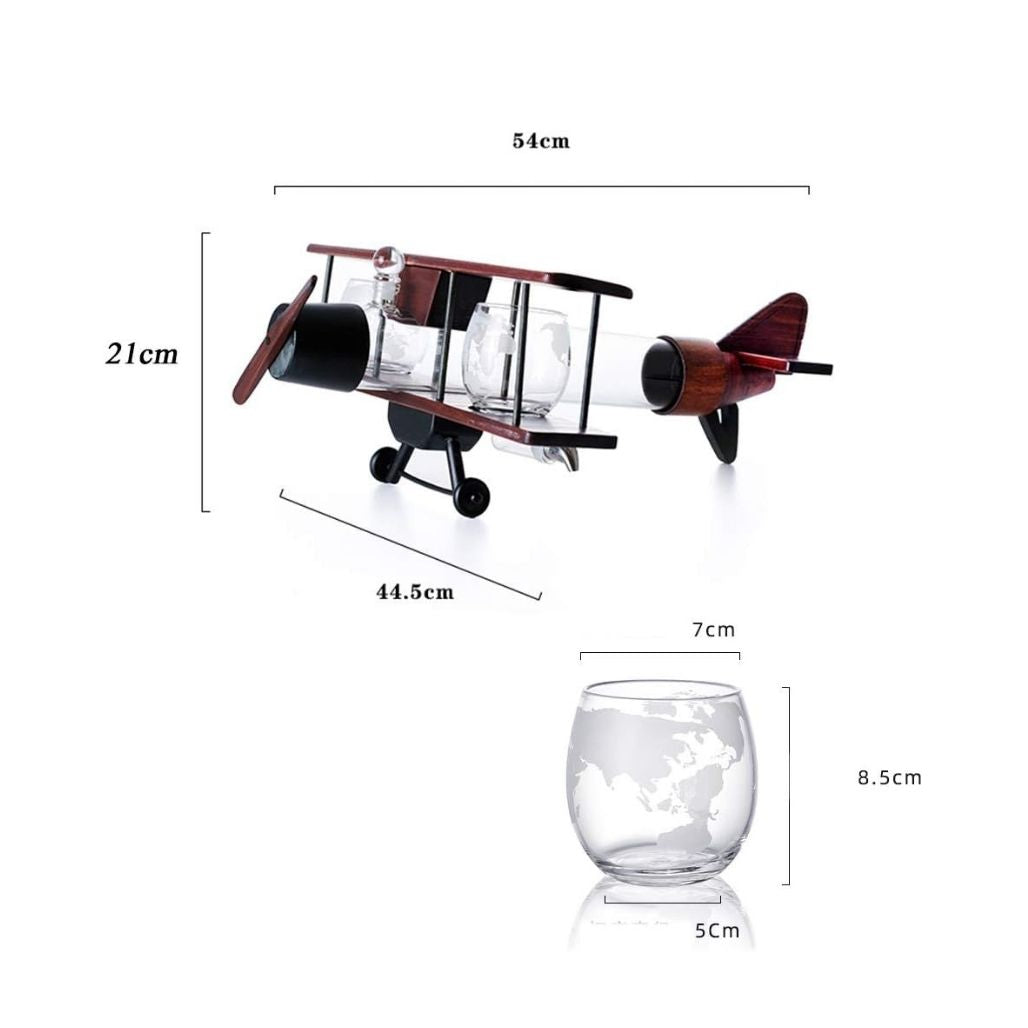 Vliegtuig Whisky Karaf Set 3