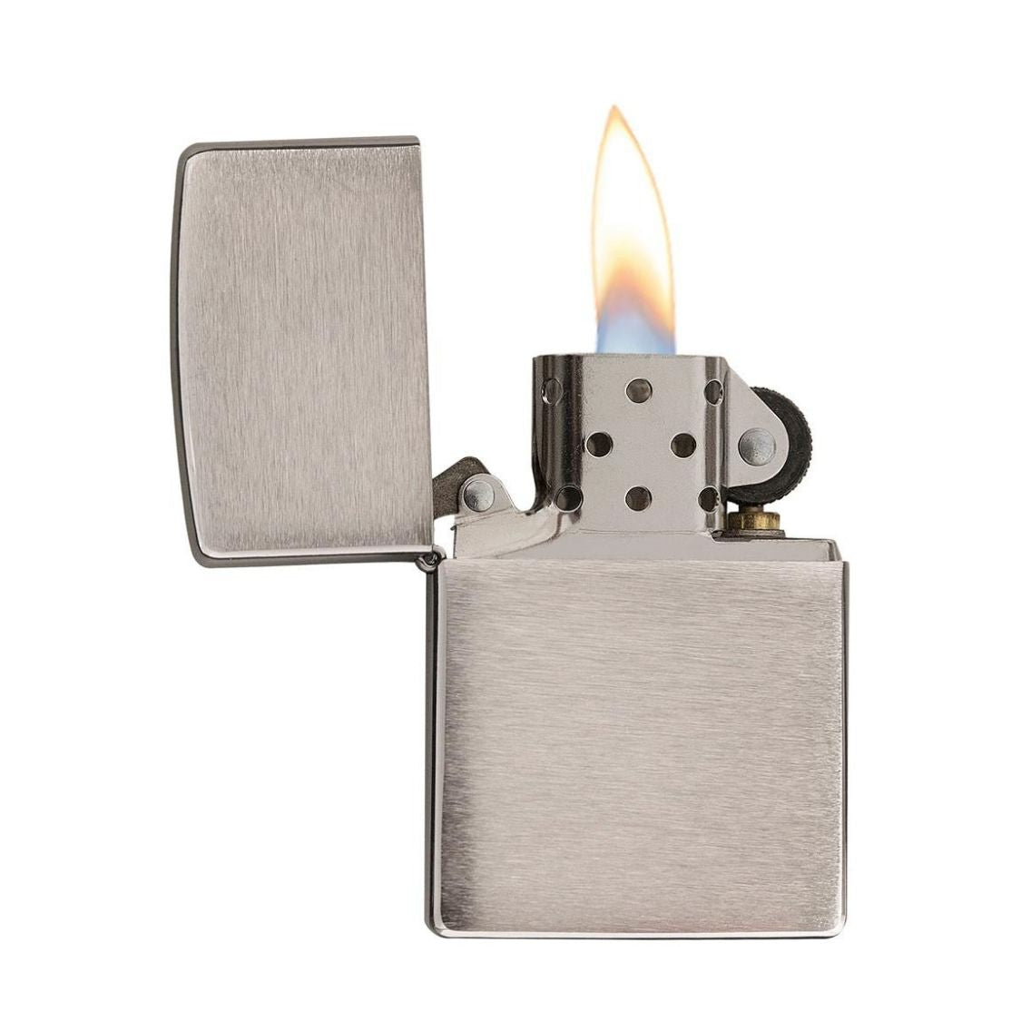 Zippo Aansteker Geborsteld Chroom open