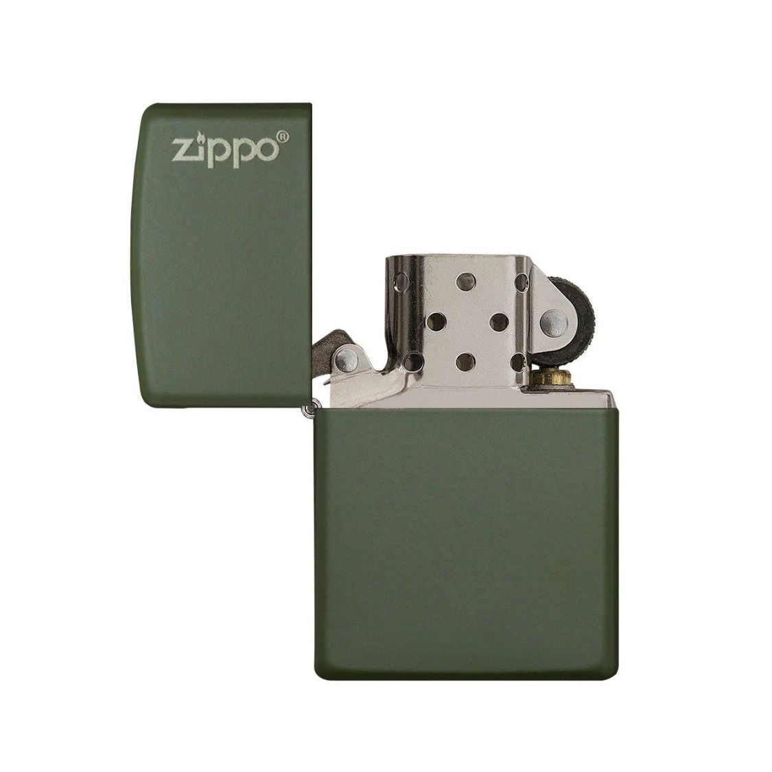Zippo Aansteker benzine Groen Mat  open 2