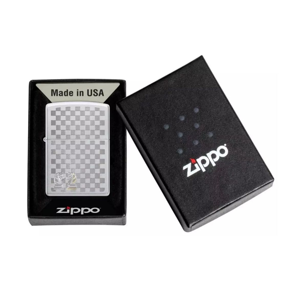 Zippo Benzine aansteker schaak design giftbox sfeer