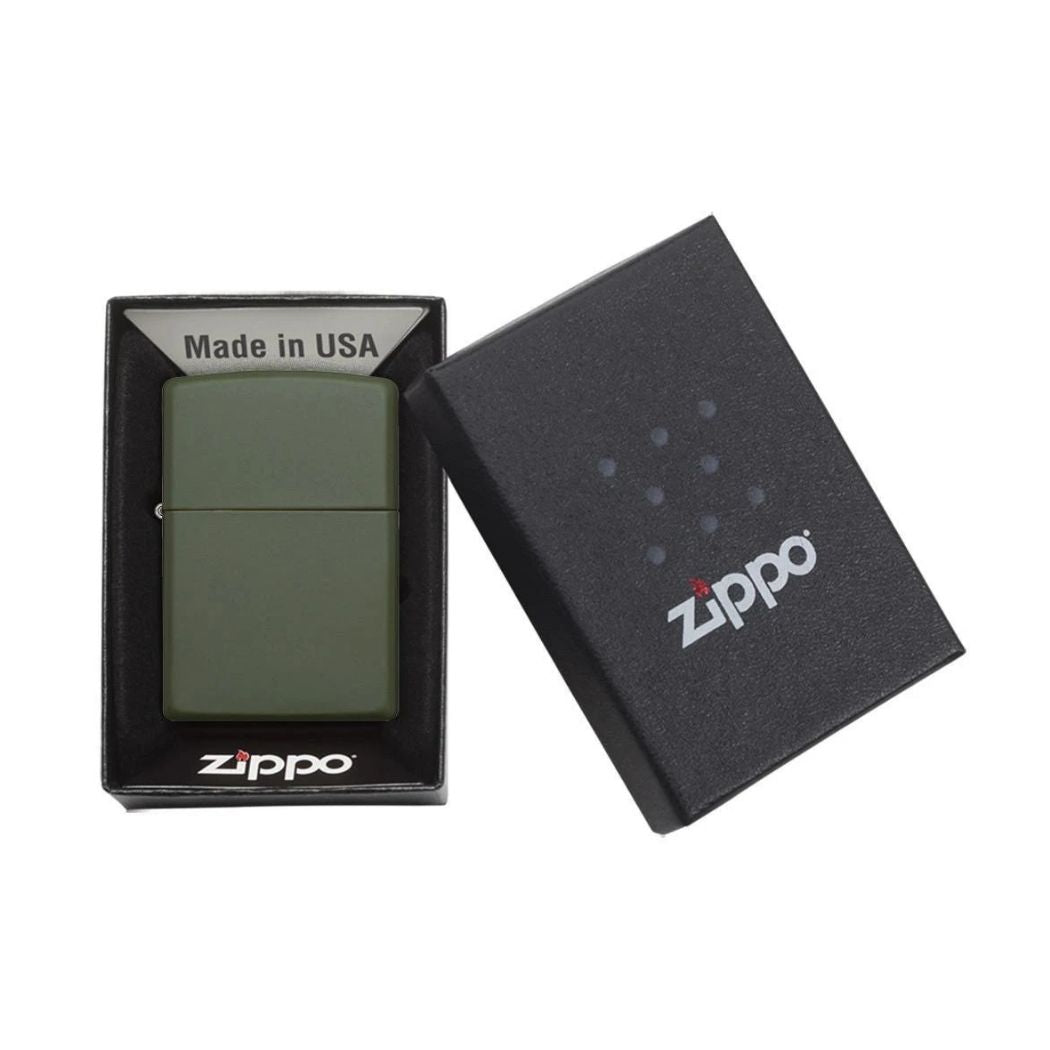 Zippo mat groen benzine aansteker giftbox