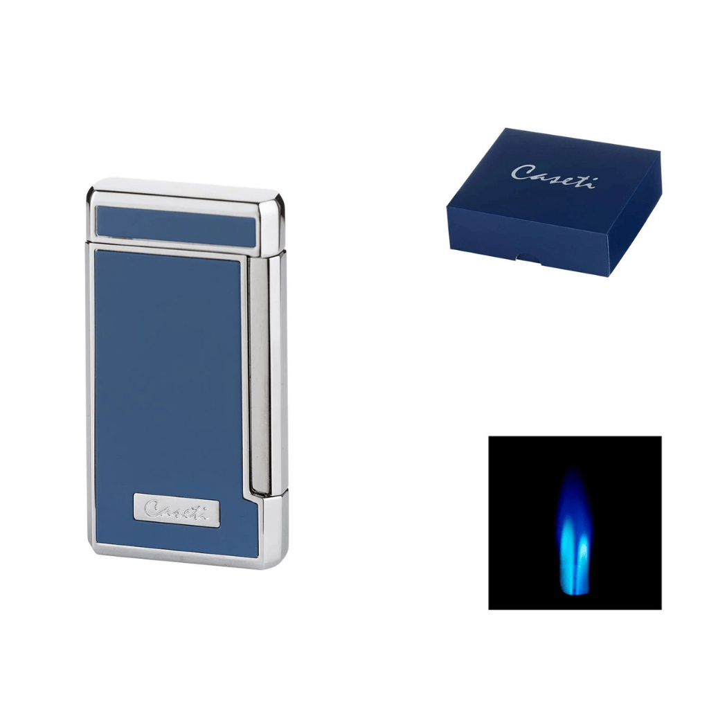 caseti sigarenaansteker blauw grijs staand giftbox set