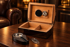 sigaren humidor set met sigarenknipper en sigarenasbak sfeer foto